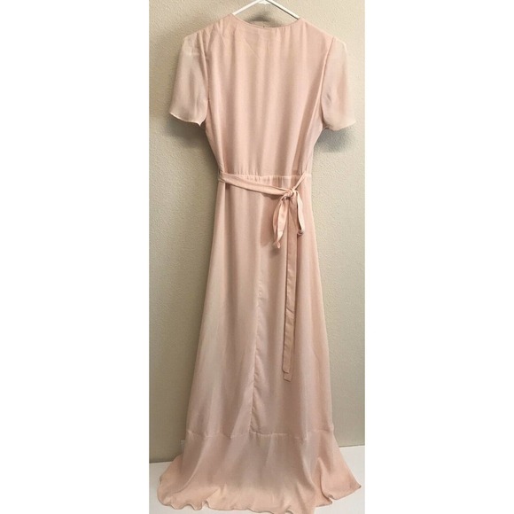 Lulu's Maxi Dress Crescendo Blush Pink Wrap Size XS Slit - Picture 5 of 7